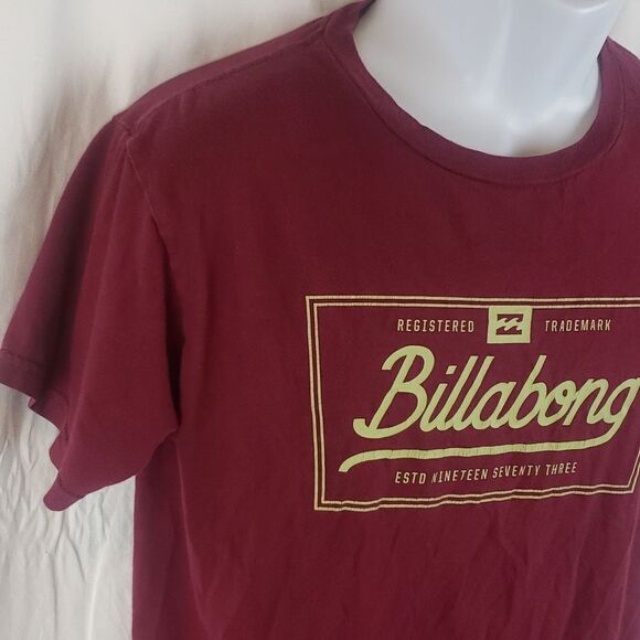 Billabong Men's Medium Burgundy Logo T-Shirt - Picture 3 of 7